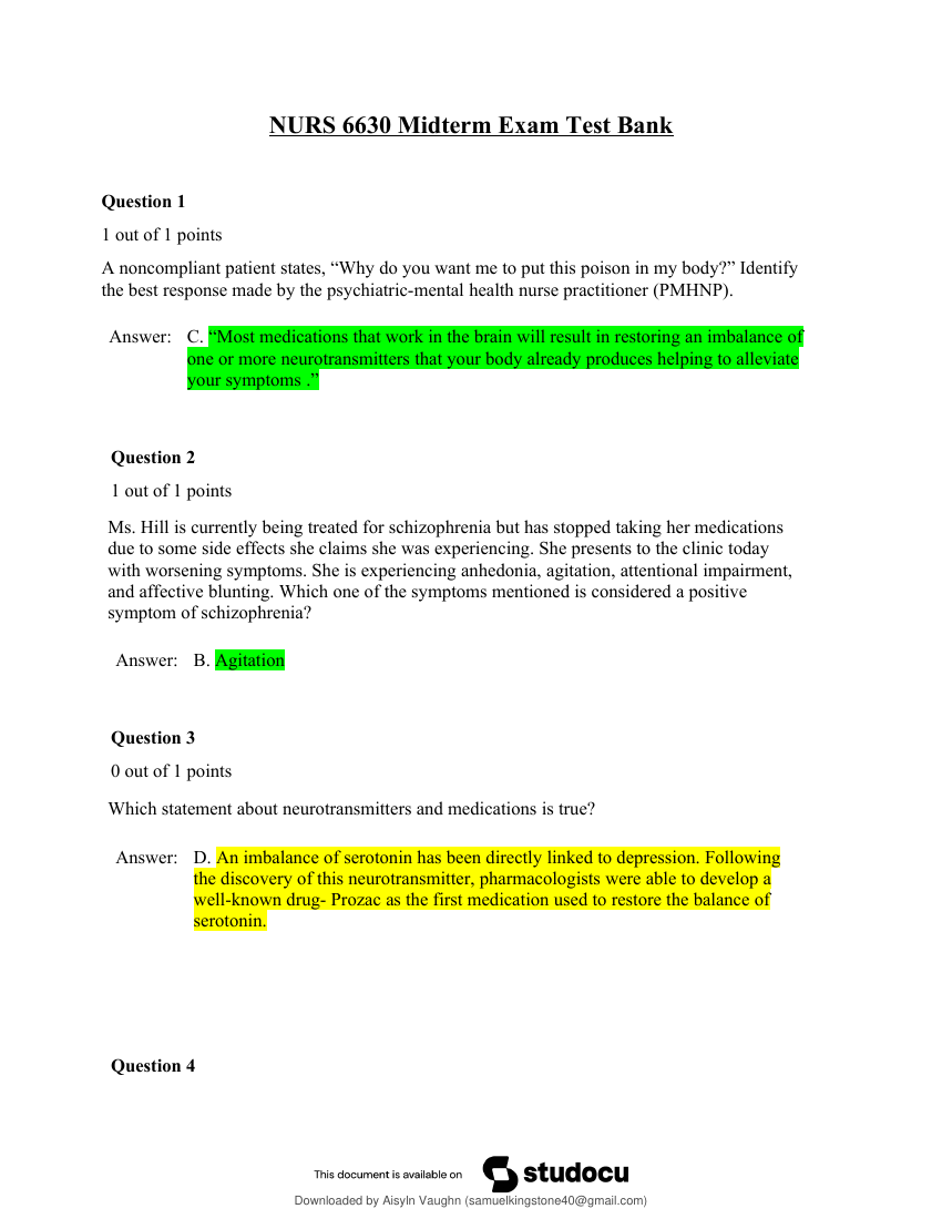 NURS 6630 Midterm Exam / NURS6630 Midterm Exam(3 Versions) :Walden University(Newest -2023)