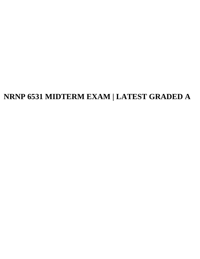 Walden University NRNP 6531 Midterm Exam