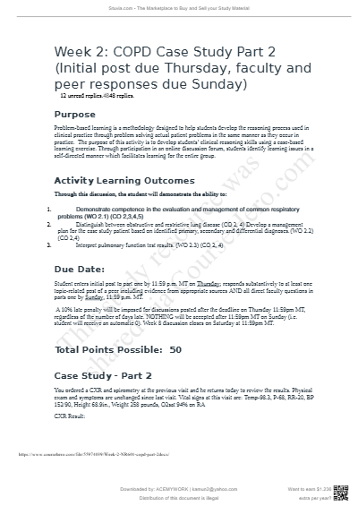 NR 601 Week 2 COPD Case Study Part 2