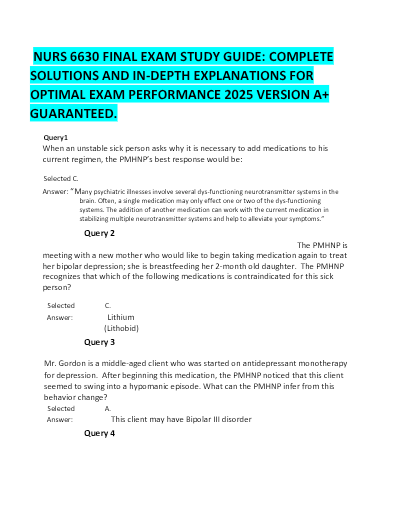 NURS 6630 Exam Study Guide for Success