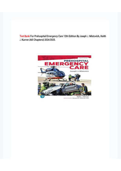 Test Bank For Prehospital Emergency Care 12th Edition