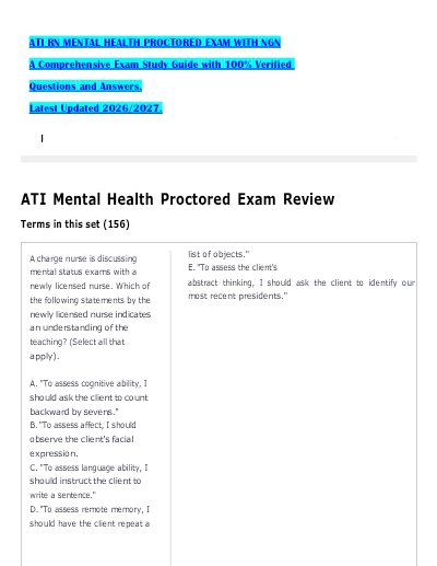 ATI RN Medical Surgical Proctored Exam 2023 with NGN: Real 100 Screenshot Questions and Correct | Latest