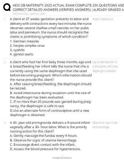 HESI MATERNITY OB VERSION 1-3 BUNDLE 2026/2027 | Actual Exams 55 Questions Each | Correct Answers with Pictures