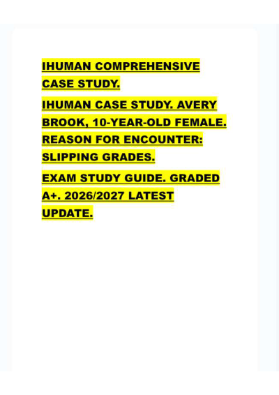 Avery Brook Case Solution | 10-Year Old Female with Slipping Grades | Complete