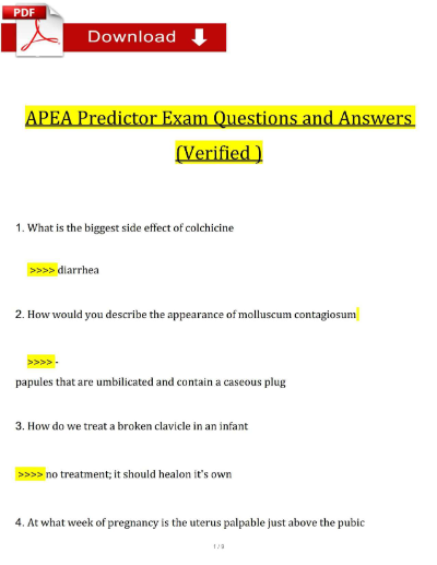 APEA 3P Predictor Exam (New Version) - With Solutions