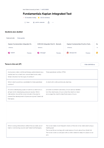 Fundamentals Kaplan Integrated Test (2026-2027) – Kaplan Nursing Fundamentals