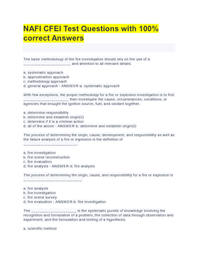 Nafi cfei test questions with 100