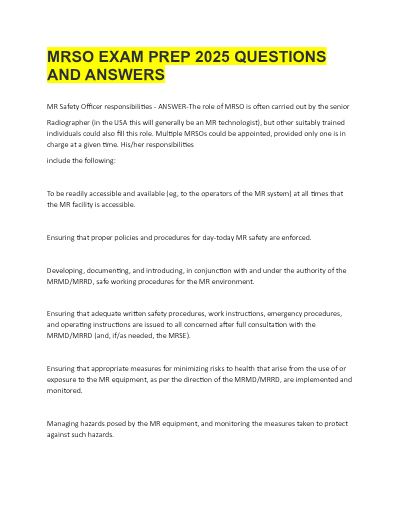 Mrso exam prep 2025 questions and answers