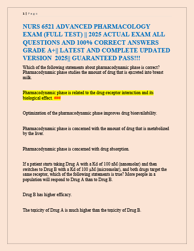 Nurs 6521 advanced pharmacology exam
