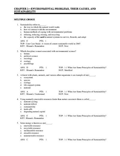 Test bank for living in the environment 20th edition