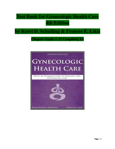 Test bank for gynecologic health care 4th edition