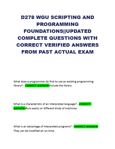 D278 wgu scripting and programming foundations