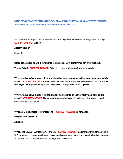 Nurs 5334 advanced pharmacology final exam