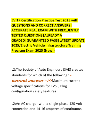 EVITP Exam Questions with Answers | Verified | Latest Version 2025/2026