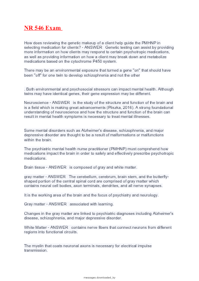 NR 546 FINAL EXAM VERSION 1 AND VERSION 2 NEWEST 2026 ACTUAL EXAM QUESTIONS AND WELL DETAILED ANSWERS/NEWEST UPDATE