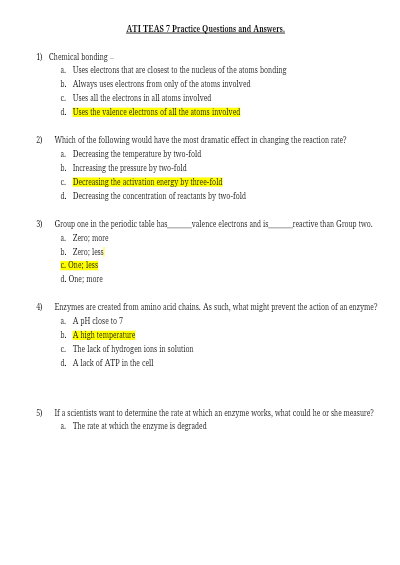 ATI TEAS 2026 Complete Exam Package | All Sections Included (Reading, Science, Math, English and Language Usage) | Latest Versions | Questions and Answers