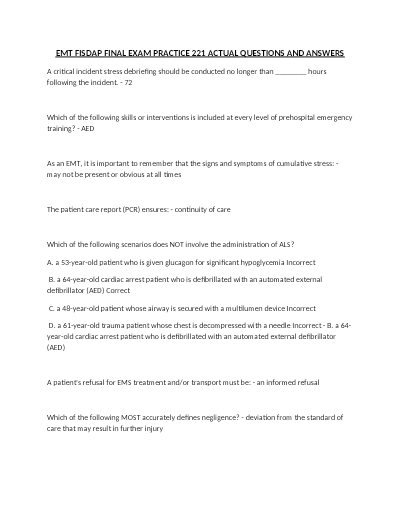 TRAUMA _ FISDAP QUESTIONS WITH ANSWERS PROVIDED COMPLETE STUDY GUIDE