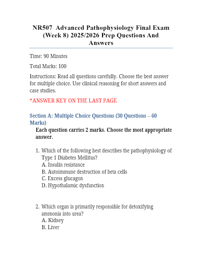 Nr507 final exam 2025/ 2026