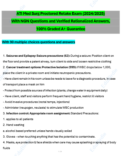 ati medsurg proctored retake exam with ngn questions and verified answers