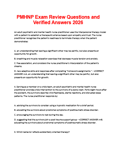 BARKLEY PMHNP EXAM 2026 – REVISED TEST BANK + VERIFIED Q&A | COMPLETE STUDY PDF