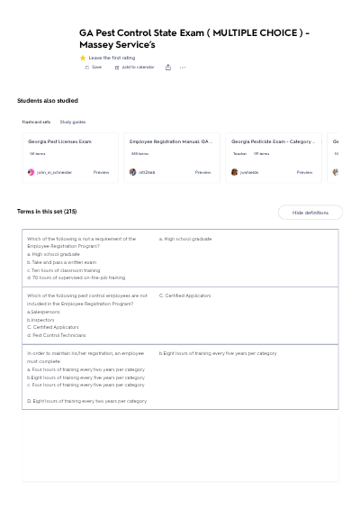 Georgia Pest Control Certification – Practice Test 2025/26 Edition – 100% Correct Questions and Answers with Rationales – State Licensing Exam