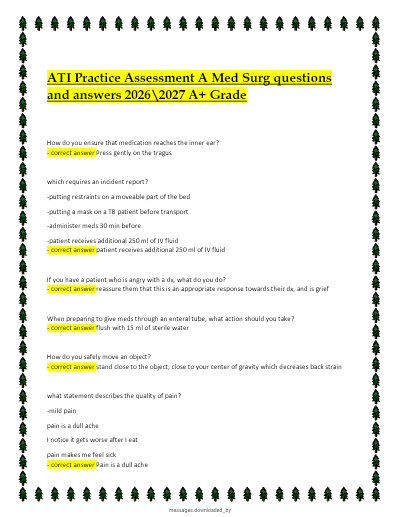 ATI Med-Surg Exam Practice Questions with Verified Answers