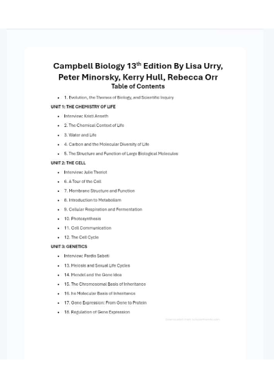 Test Bank Campbell Biology 13th Edition By Lisa Urry, Peter Minorsky, Kerry Hull, Rebecca Orr