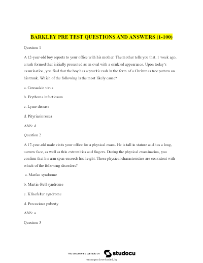Barkley Post Test Exam – 2025–2026 – Verified Questions and Correct Answers – Comprehensive Nurse Practitioner Board Review