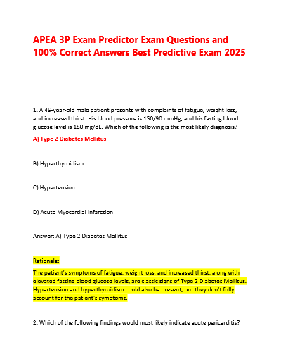 APEA PREDICTOR EXAM TEST BANK