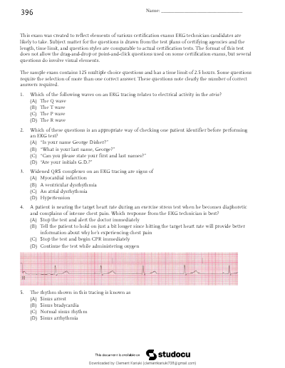 APEX EKG Test/ 41 Questions with Detailed Solutions and Diagrams.
