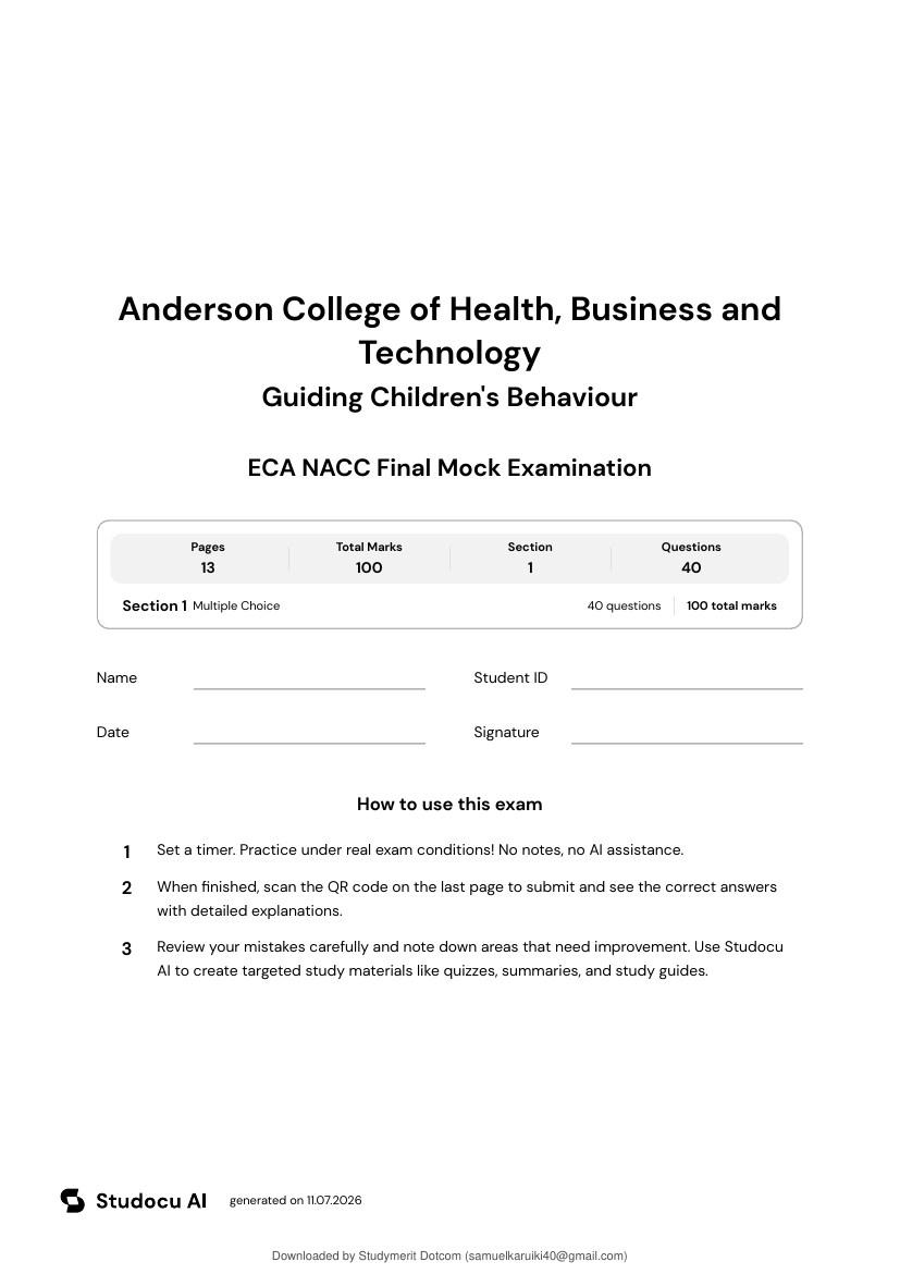 NACC Practice Test 1 ( ECA)
