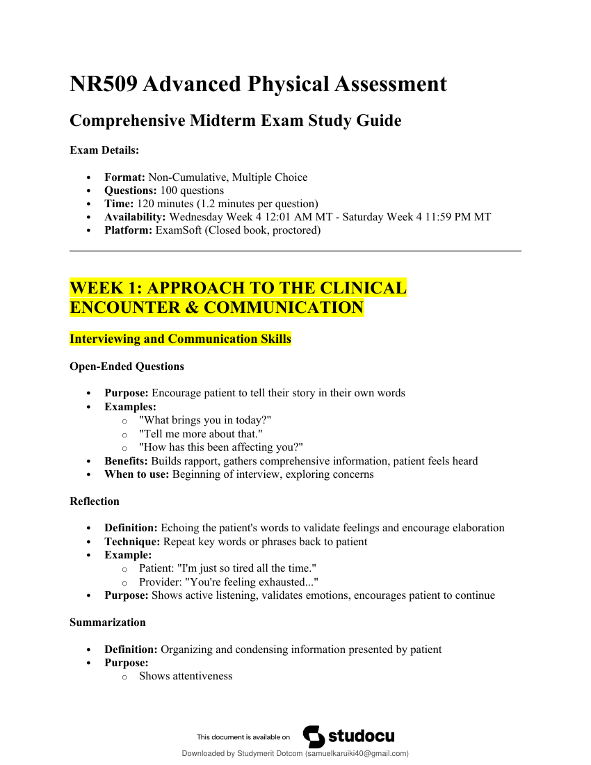 Midterm Exam NR 509 NR509