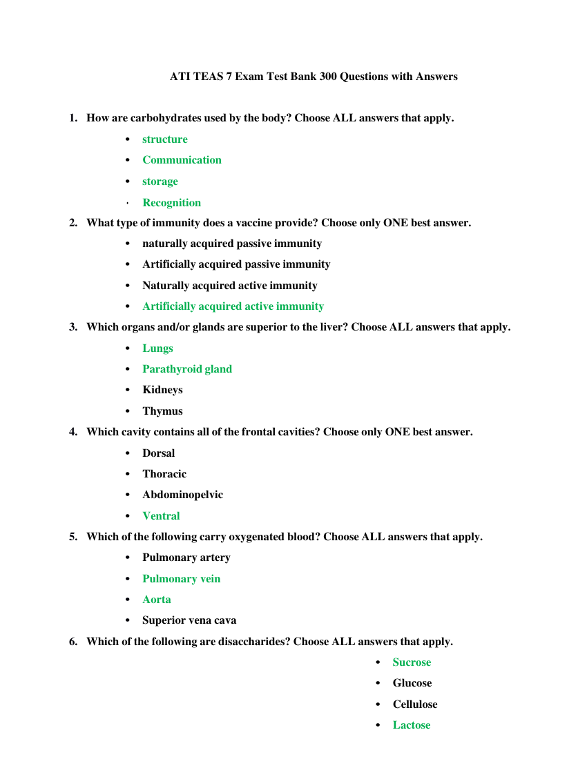 ATI TEAS 7 3rd Version (New Version) Exam Bundle. (All Sections Included).
