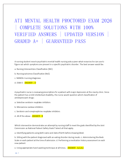 ati mental health proctored exam