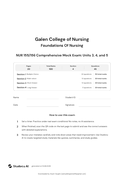 Nur 155/156  1,2,3,4 Exam