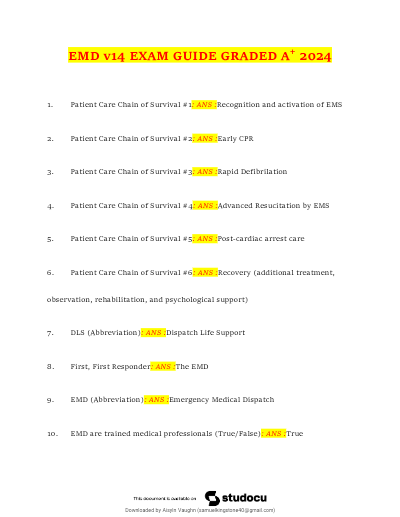 Iaed Emd V14 Certification Exam – Complete Questions with Answers 2026