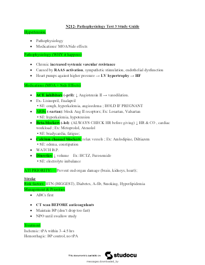 N212 PATHOPHYSIOLOGY EXAM 3 (EASTWICK COLLEGE) NEWEST 2026 | N212 PATHOPHYSIOLOGY EXAM