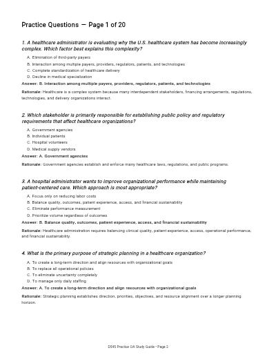 WGU D545 Healthcare Administration Evolution Systems Leadership OA Exam Actual Latest 2026/2027