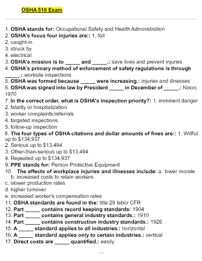 OSHA final exam