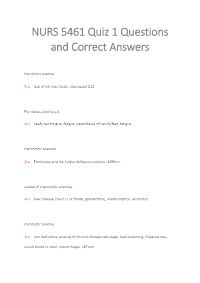 NURS 5461 Quiz 1 UPDATED ACTUAL Exam Questions and CORRECT Answers