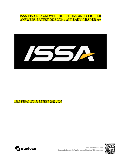 ISSA FINAL EXAM 2026/2027| Answers with Complete Solutions | ISSA Certified Personal T
