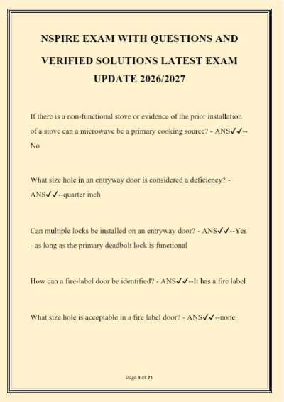 NSPIRE Exam: National Standards for Physical Inspection of Real Estate – Latest 2026/2027 Update