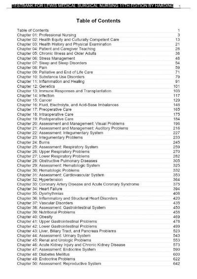Lewis’s Medical Surgical Nursing 11th Edition Harding Test Bank( ALL CHAPTERS COVERED 1-68)