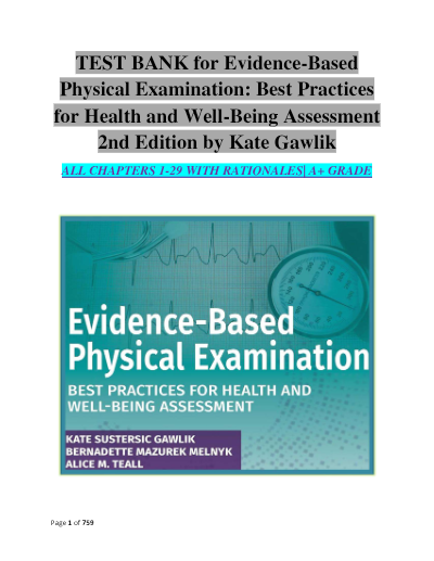 Evidence-Based Physical Examination: Best Practices for Health and Well-Being Assessment – 2nd Edition (Kate Gawlik) | Complete Test Bank All Chapters