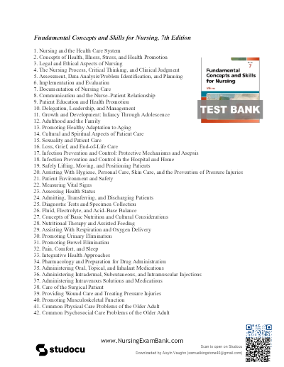Williams, P. A. (2026). Study Guide for Fundamental Concepts and Skills for Nursing (7th ed.). Elsevier. ISBN 9780443245220