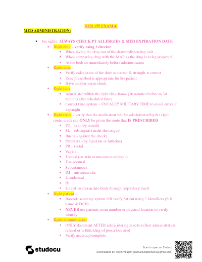 nur 155 exam 4 galen