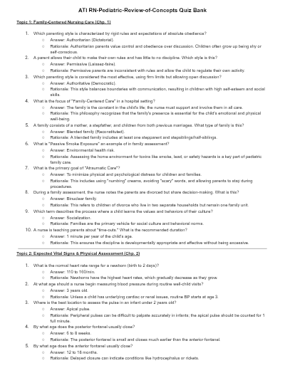 ATI RN Pediatric Nursing 2026 Proctored Exam