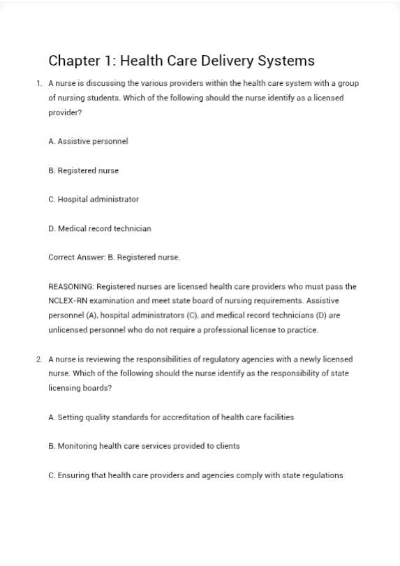 Test Bank for Fundamentals for Nursing Edition 12.0 ATI Review Model Content Mastery Series