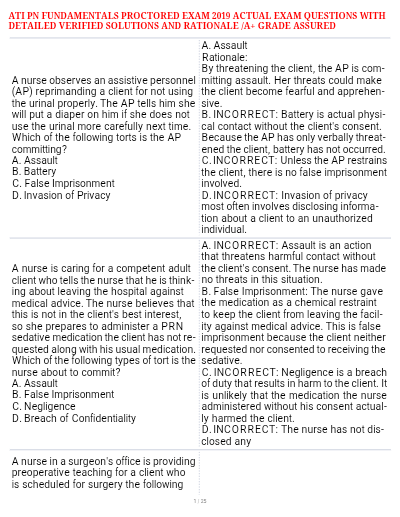 ATI 2026 Fundamentals Proctored Exam, ATI Fundamentals Retake