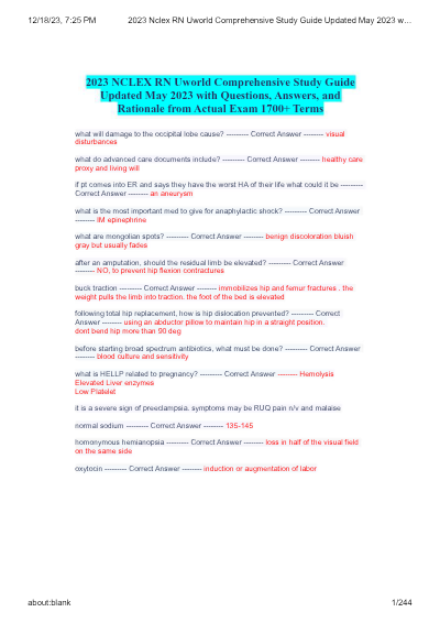 UWORLD NCLEX RN TEST 1 AND 2 COMPREHENSIVE TEST BANK 2026 QUESTIONS AND ANSWERS EXPERT REVIEW GRADED A+